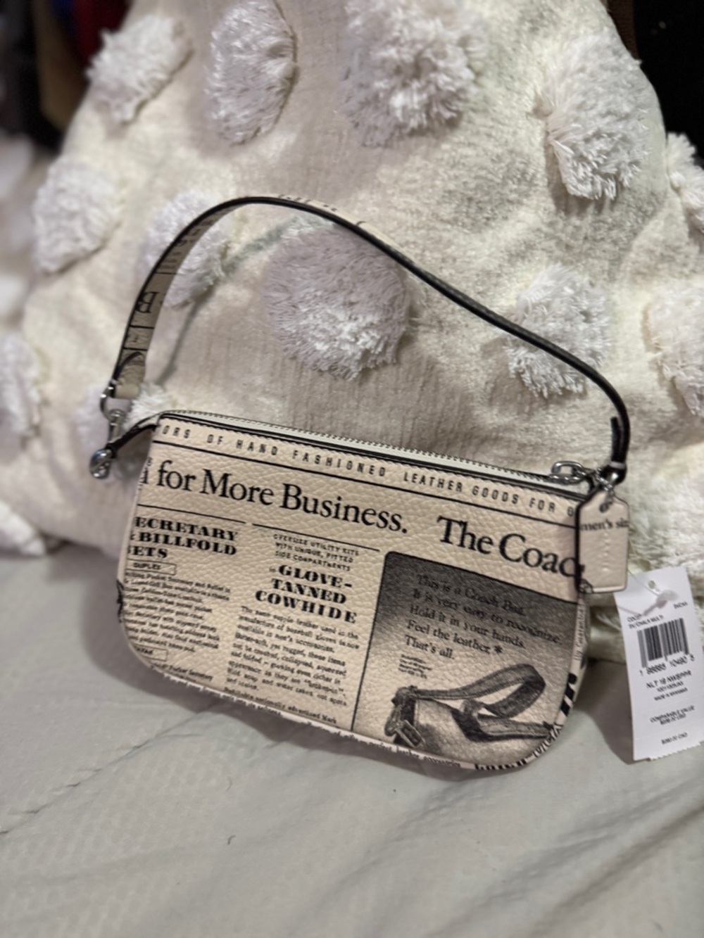 Coach Nolita Beige and Black Newspaper Print Mini Shoulder Bag